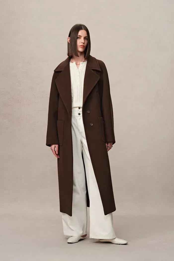Rond Maxi Lapel Long Coat in Merino Cashmere Blend sold by Fabrique product image thumbnail 3