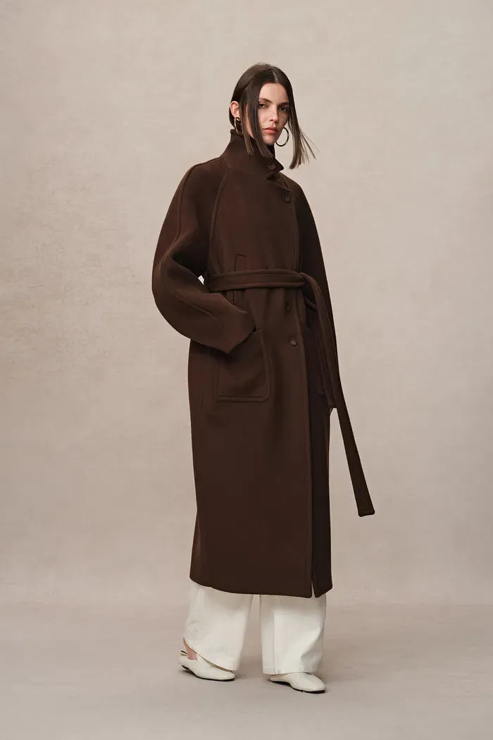 Rond Maxi Lapel Long Coat in Merino Cashmere Blend sold by Fabrique product image thumbnail 4