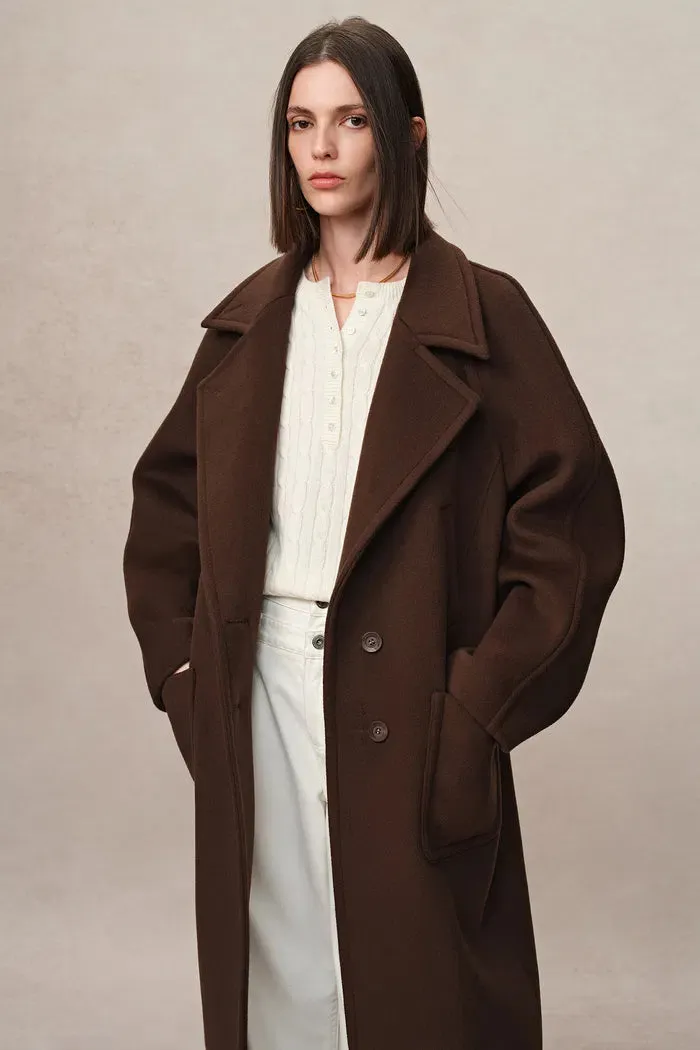 Rond Maxi Lapel Long Coat in Merino Cashmere Blend sold by Fabrique product image thumbnail 5