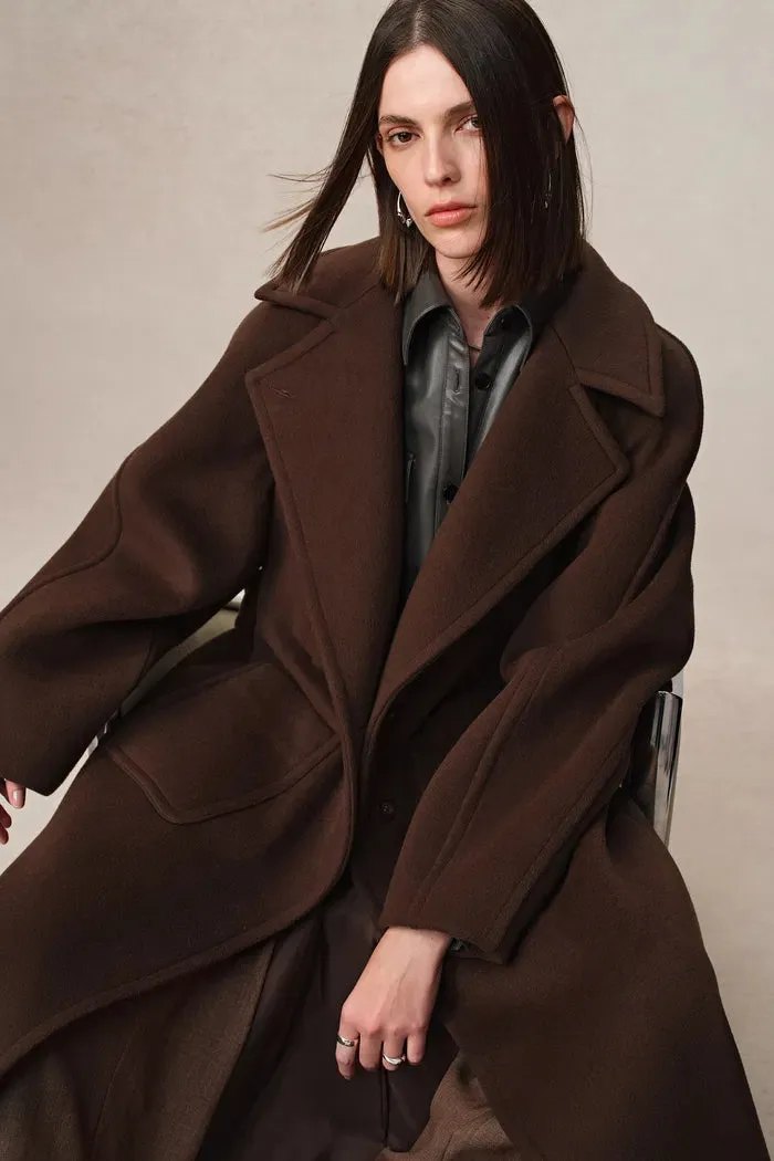 Rond Maxi Lapel Long Coat in Merino Cashmere Blend sold by Fabrique product image thumbnail 2