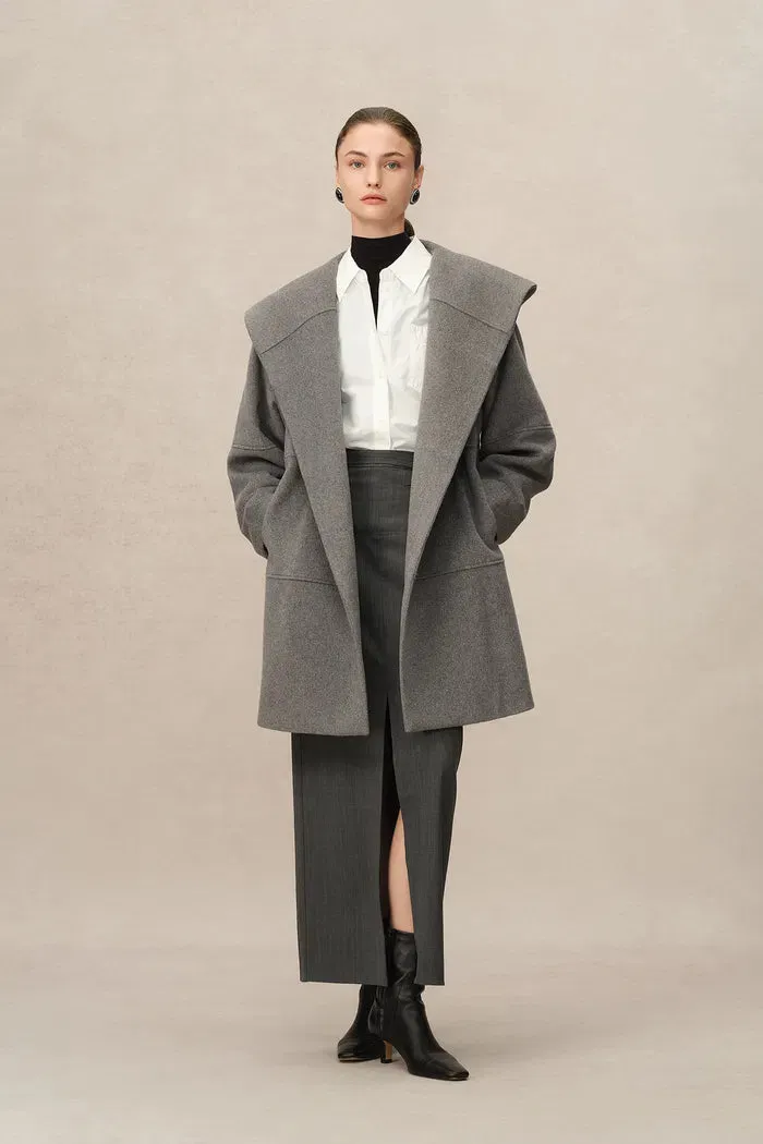 Chesterfield Multi-Piece Structure Hooded Coat in Wool Cashmere sold by Fabrique product image thumbnail 3