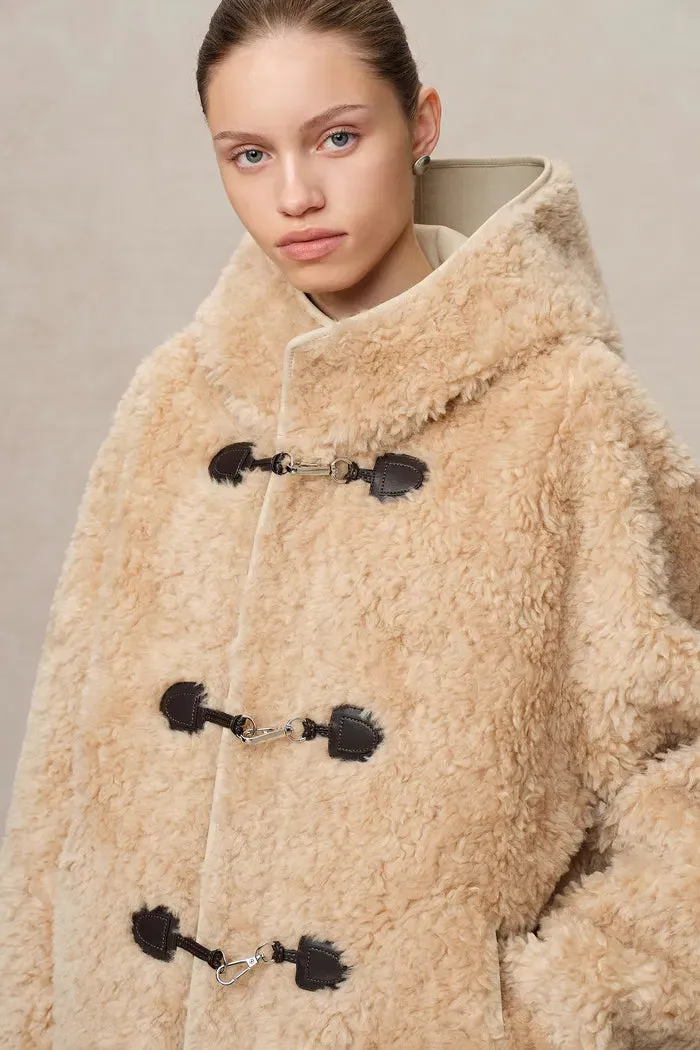 Clémence Semi Oversized Hooded Sherpa Short Coat in Wool Blend sold by Fabrique product image thumbnail 5