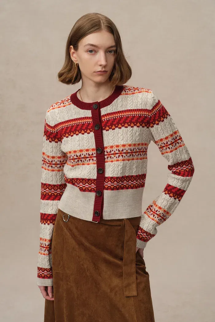 Ava Fair Isle Cardigan in Merino Wool Knit sold by Fabrique product image thumbnail 5