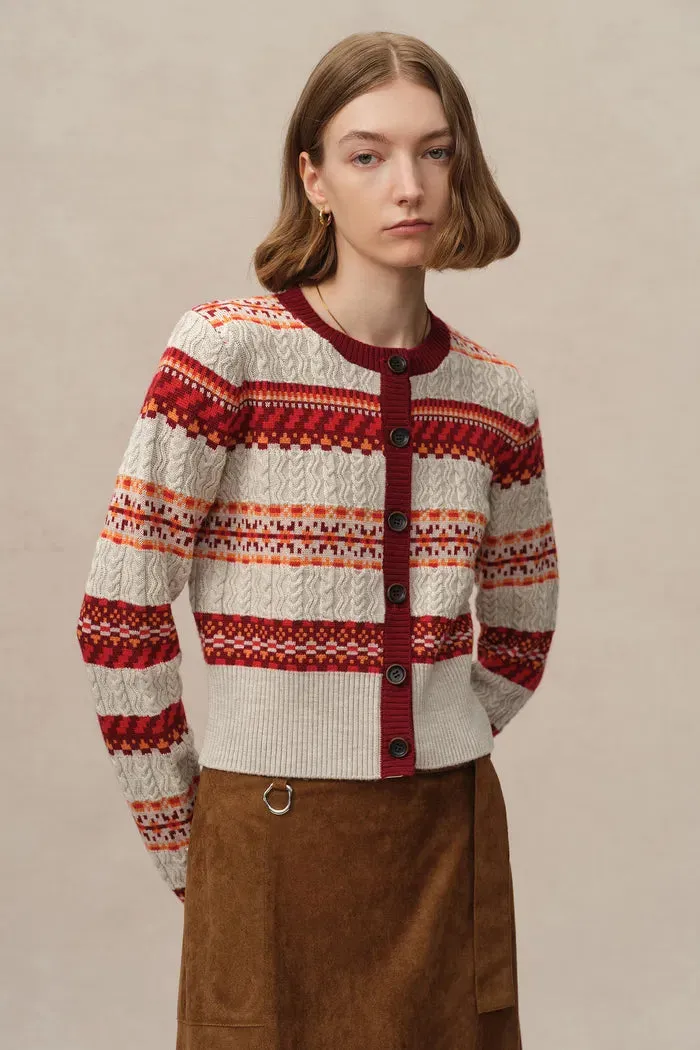 Ava Fair Isle Cardigan in Merino Wool Knit sold by Fabrique product image thumbnail 4