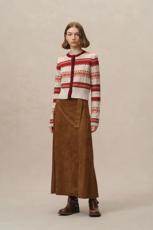 Ava Fair Isle Cardigan in Merino Wool Knit sold by Fabrique