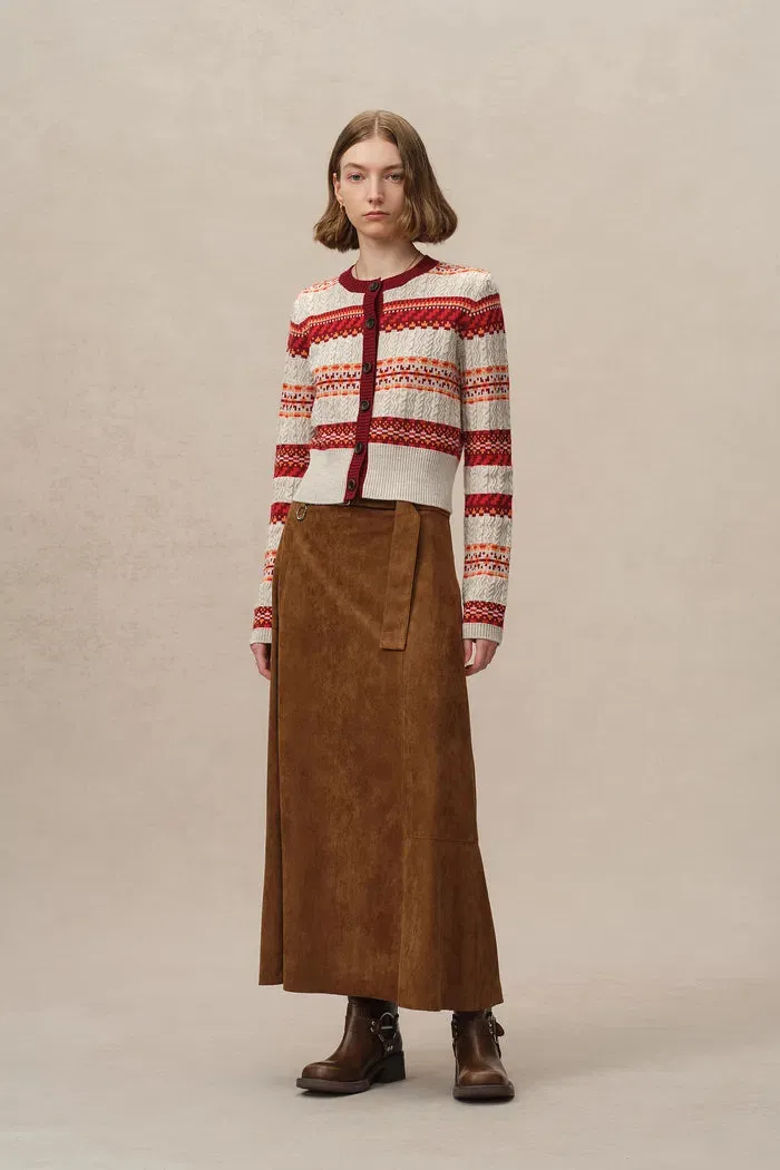 Ava Fair Isle Cardigan in Merino Wool Knit sold by Fabrique