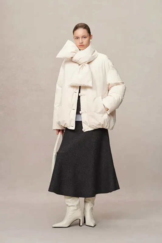 Adrija Water-Repellent Convertible Duck Down Puffer Coat in Lightweight High Density Fabric sold by Fabrique