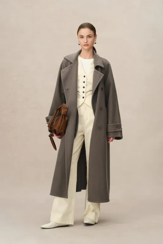 Francis Detachable Scarf Coat in Silk-Wool Blend sold by Fabrique