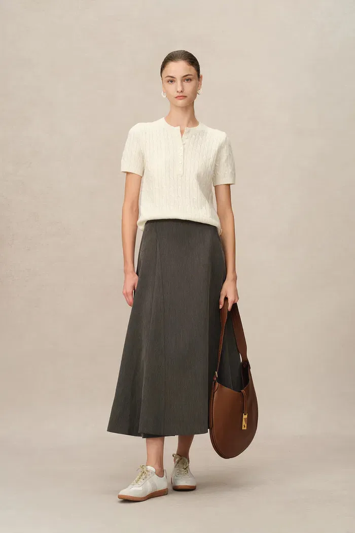 Fate Cable Henley Sweater in Merino-Cashmere Blend sold by Fabrique