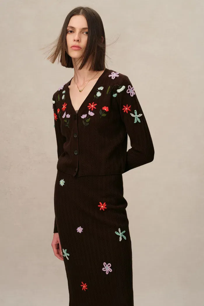 Christabel Floral Fitted Cardigan in Merino Wool Knit sold by Fabrique product image thumbnail 4