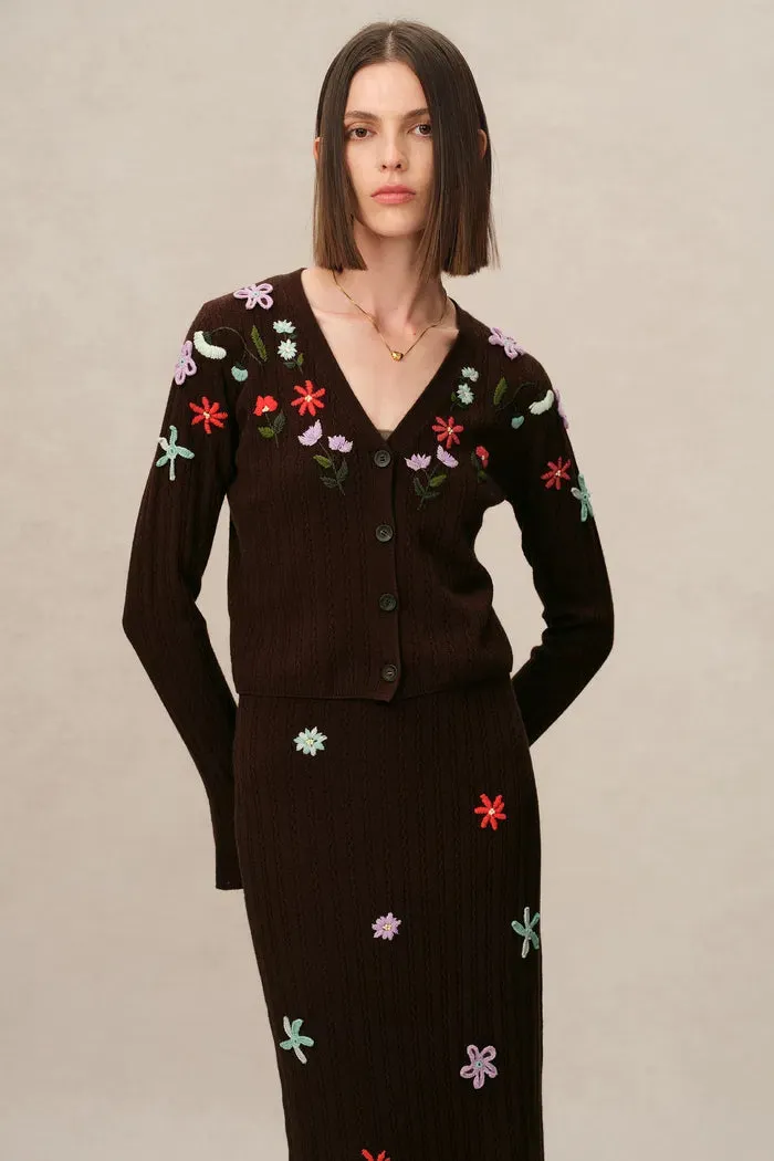 Christabel Floral Fitted Cardigan in Merino Wool Knit sold by Fabrique product image thumbnail 2