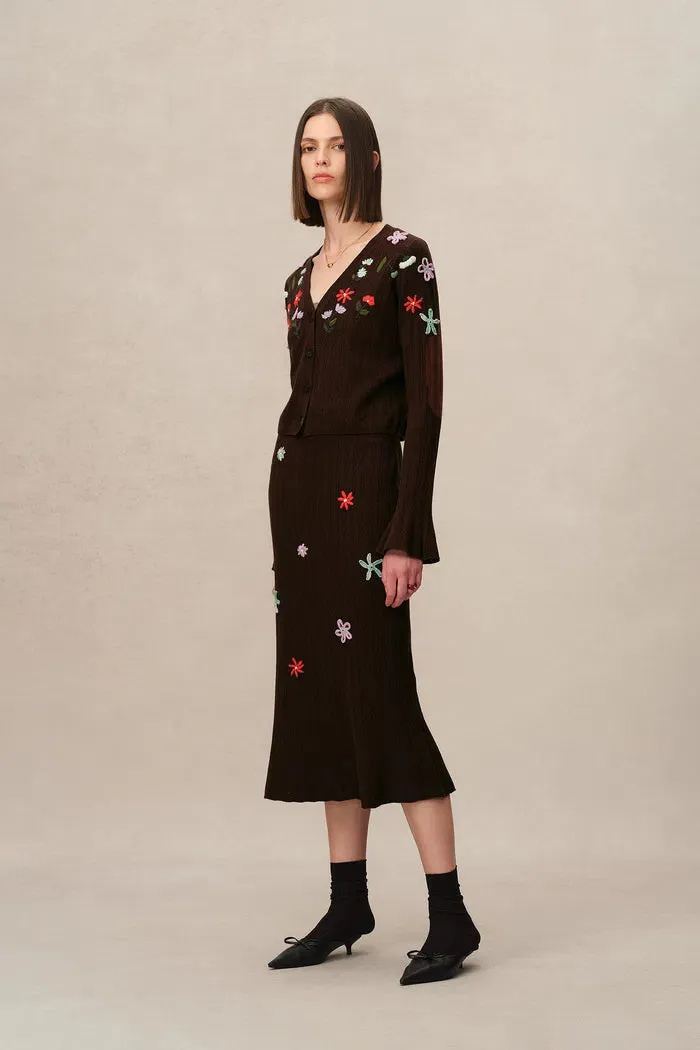Christabel Floral Fitted Cardigan in Merino Wool Knit sold by Fabrique product image thumbnail 3