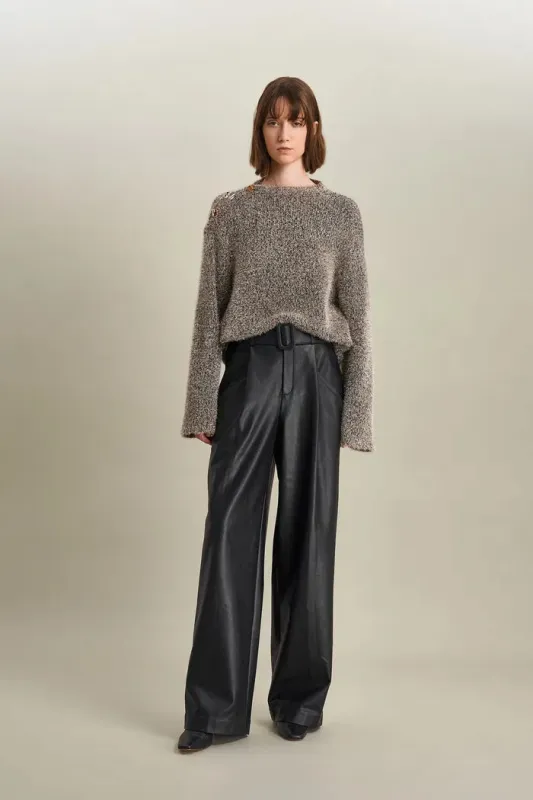 Eva Asymmetric Metallic Sweater in Lurex Blend Knit sold by Fabrique