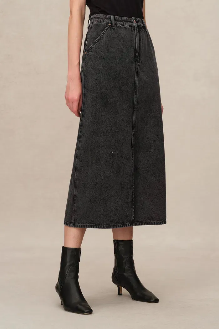 Raquel Front Slit Denim Maxi Skirt in Cotton Denim sold by Fabrique product image thumbnail 5