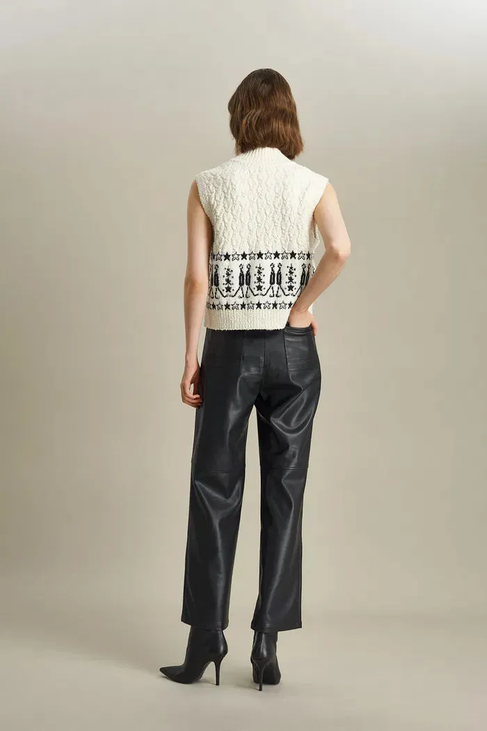 Star Walker Fair Isle Sleeveless Sweater in Wool Pom-Pom Yarn Knit sold by Fabrique product image thumbnail 5