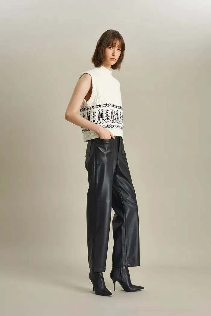 Star Walker Fair Isle Sleeveless Sweater in Wool Pom-Pom Yarn Knit sold by Fabrique product image thumbnail 3