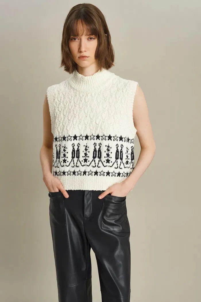 Star Walker Fair Isle Sleeveless Sweater in Wool Pom-Pom Yarn Knit sold by Fabrique product image thumbnail 2