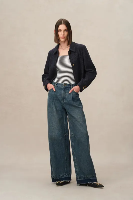 Hailey Herringbone Jacket in Merino Wool Tweed sold by Fabrique