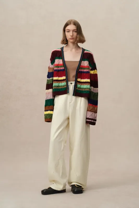 Lila Colorful Cardigan in Merino Wool Knit sold by Fabrique