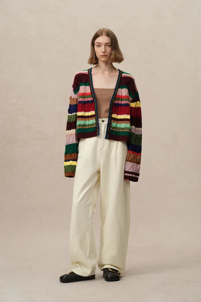 Lila Colorful Cardigan in Merino Wool Knit sold by Fabrique