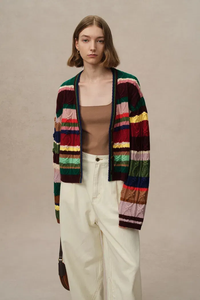 Lila Colorful Cardigan in Merino Wool Knit sold by Fabrique product image thumbnail 5