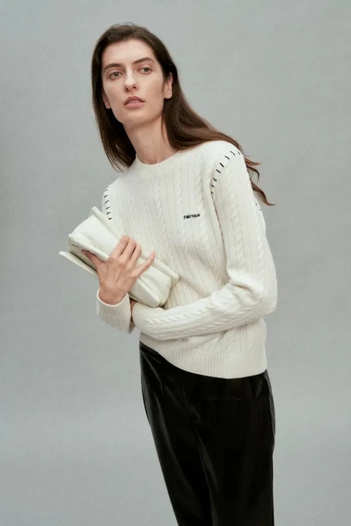 Nova Sweater in Merino-Cashmere Cable Knit sold by Fabrique product image thumbnail 4