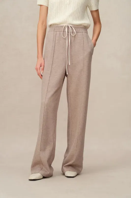 Icy Double Waistband Casual Trousers in Wool Blend Terry Knit sold by Fabrique