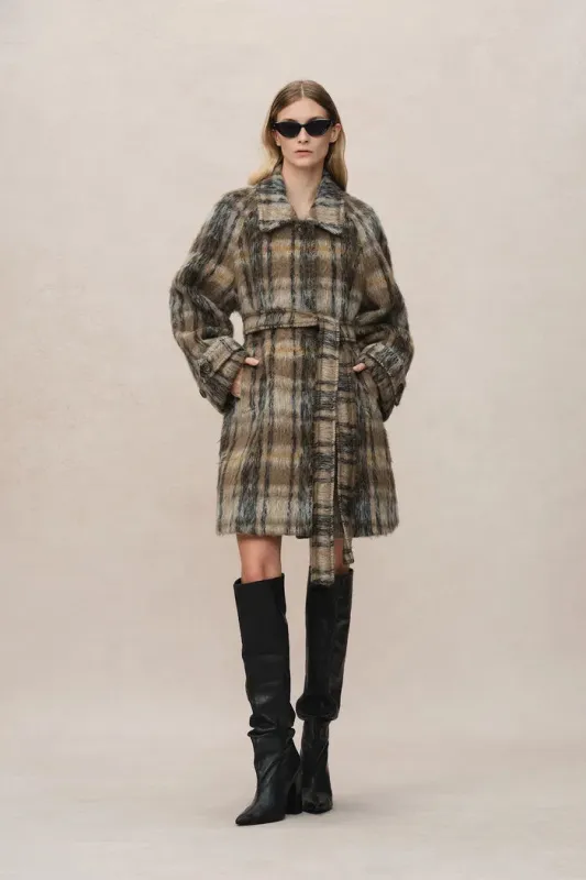 Mavis Plaid Coat in Brushed Single-Face Wool sold by Fabrique
