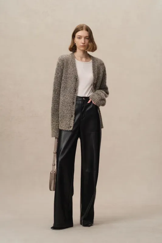 Eva Metallic Thread Cardigan in Wool-Cashmere Blend Knit sold by Fabrique