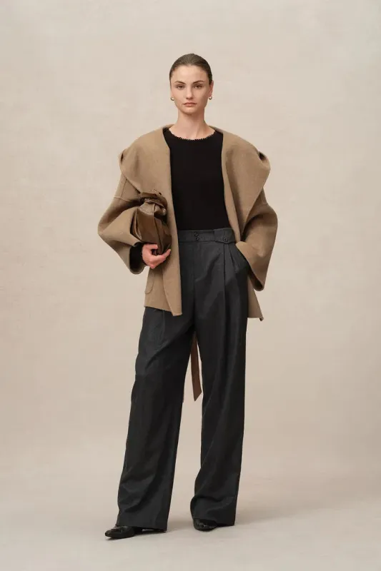 Lanza Handcrafted Hooded Double-Faced Coat in Merino-Cashmere Blend made by Fabrique