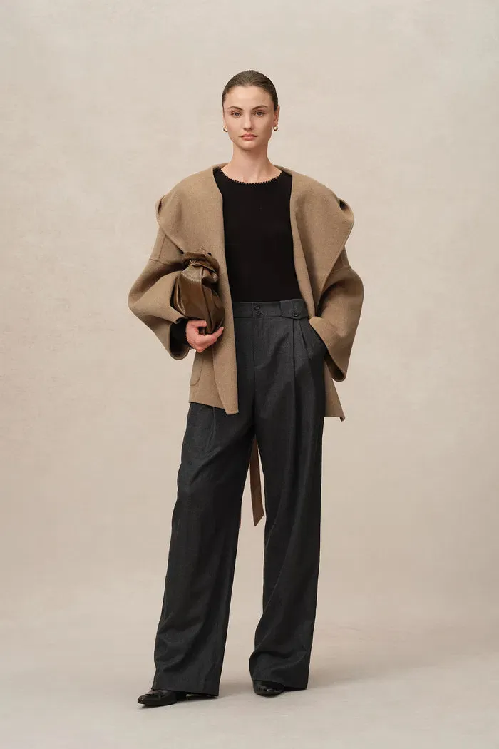 Lanza Handcrafted Hooded Double-Faced Coat in Merino-Cashmere Blend sold by Fabrique