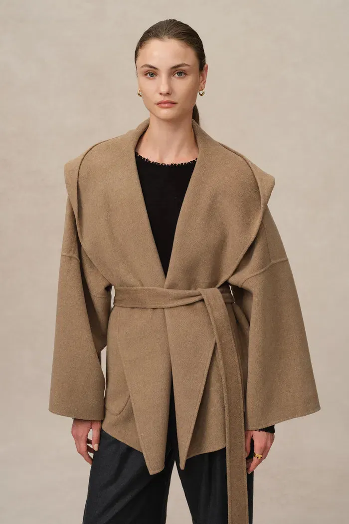 Lanza Handcrafted Hooded Double-Faced Coat in Merino-Cashmere Blend sold by Fabrique product image thumbnail 2
