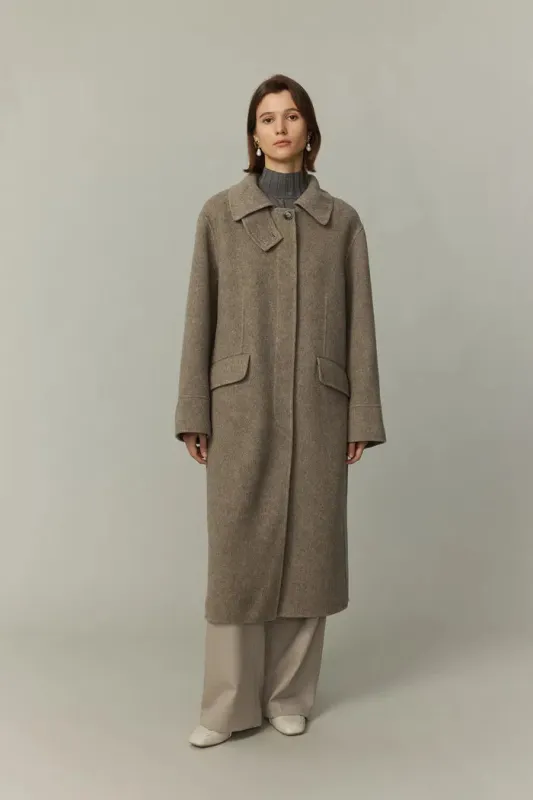 Ester Coat in Merino-Alxa Camel Down Blend sold by Fabrique