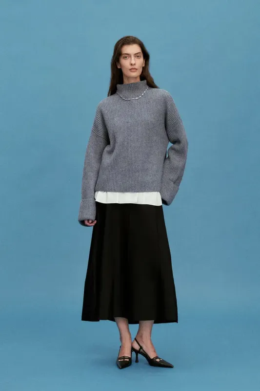 Victoria Mock Neck Sweater in Merino Cashmere Knit sold by Fabrique