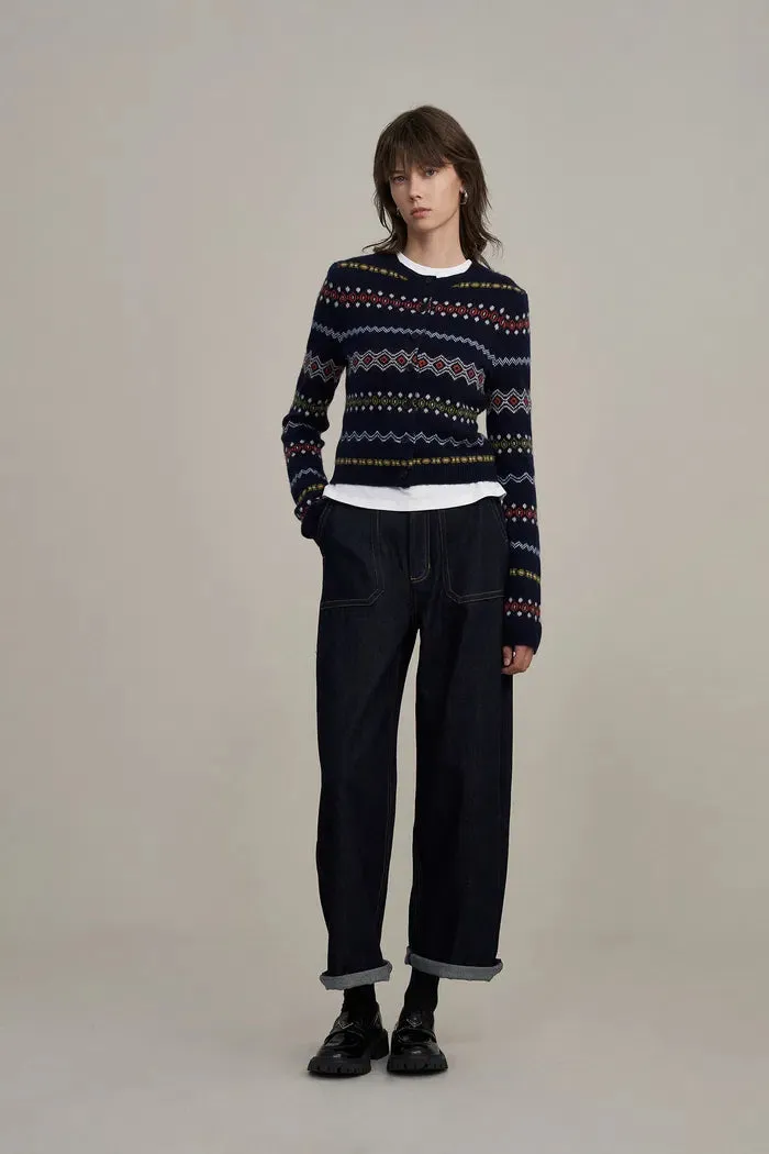 Alice Fair Isle Cardigan in Merino Wool Knit sold by Fabrique