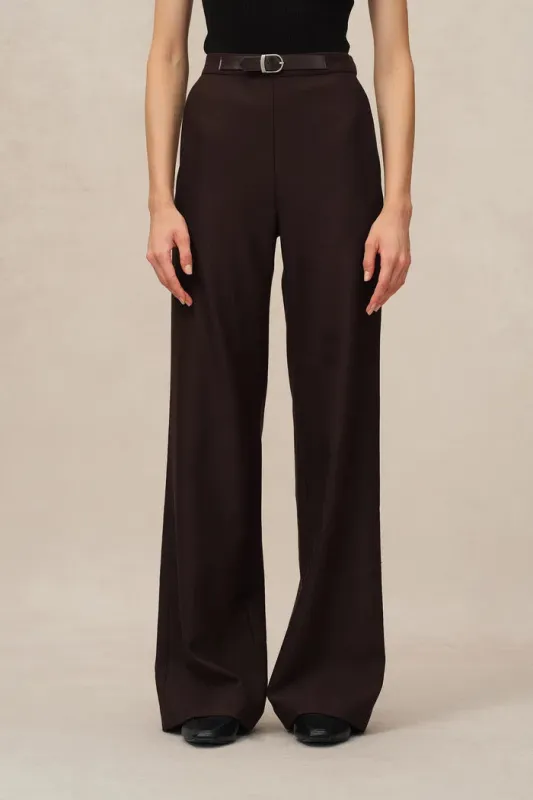 Durini Mini Flared Straight Leg Pants in Merino Wool Twill sold by Fabrique