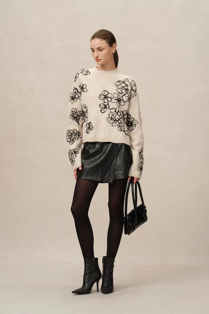 Poppy Embroidered Sweater in Chunky Wool Knit sold by Fabrique product image thumbnail 3