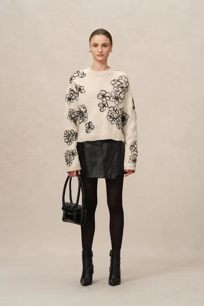 Poppy Embroidered Sweater in Chunky Wool Knit sold by Fabrique product image thumbnail 4