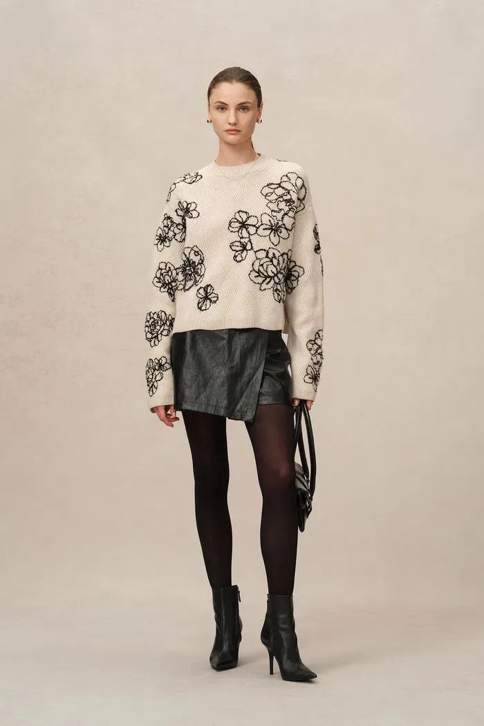 Poppy Embroidered Sweater in Chunky Wool Knit sold by Fabrique