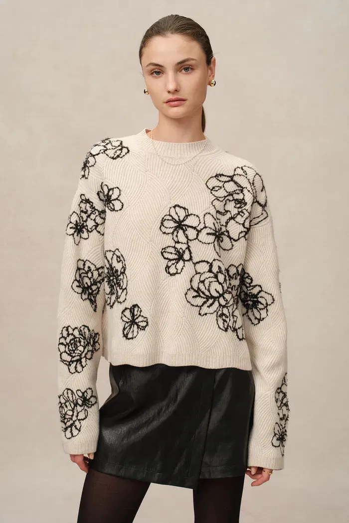 Poppy Embroidered Sweater in Chunky Wool Knit sold by Fabrique product image thumbnail 2