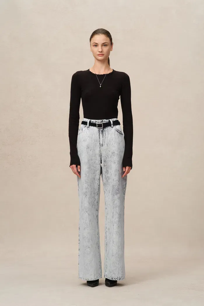 Fiona Wide Leg Jeans in Washed Cotton Denim sold by Fabrique product image thumbnail 3