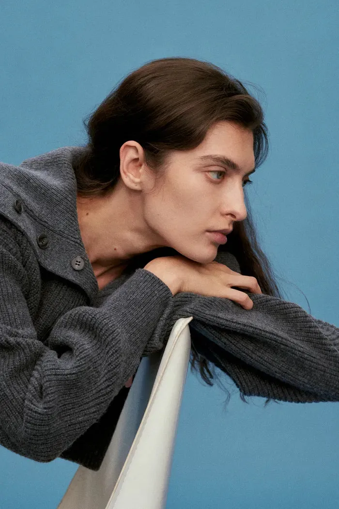 Perina Oversized Collared Pullover in Wool-Cotton Blend Knit sold by Fabrique product image thumbnail 4