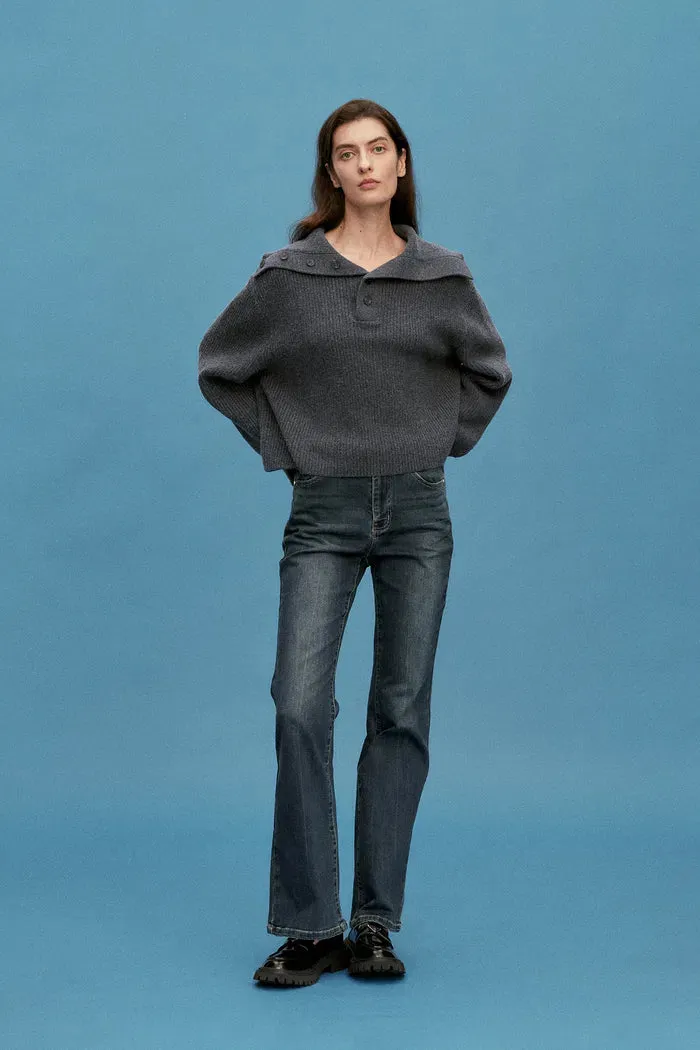Perina Oversized Collared Pullover in Wool-Cotton Blend Knit sold by Fabrique product image thumbnail 5