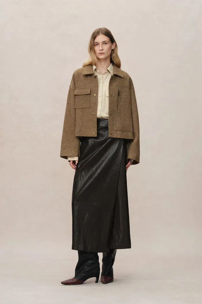 Lily Woolen Short Coat in Midweight Wool Twill sold by Fabrique