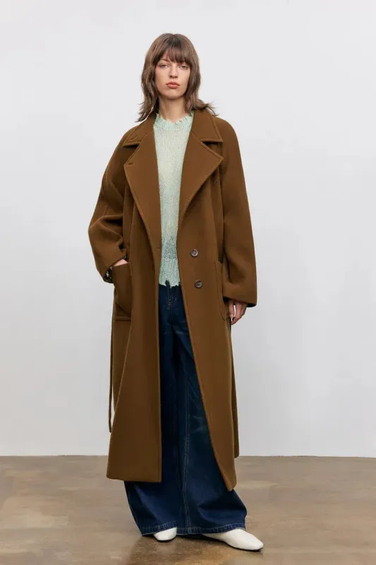 Rond Detachable Belt Coat in Wool Twill sold by Fabrique