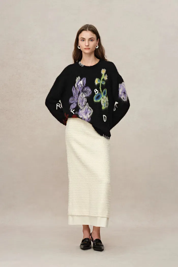 Cyclamen Jacquard Knit Sweater sold by Fabrique