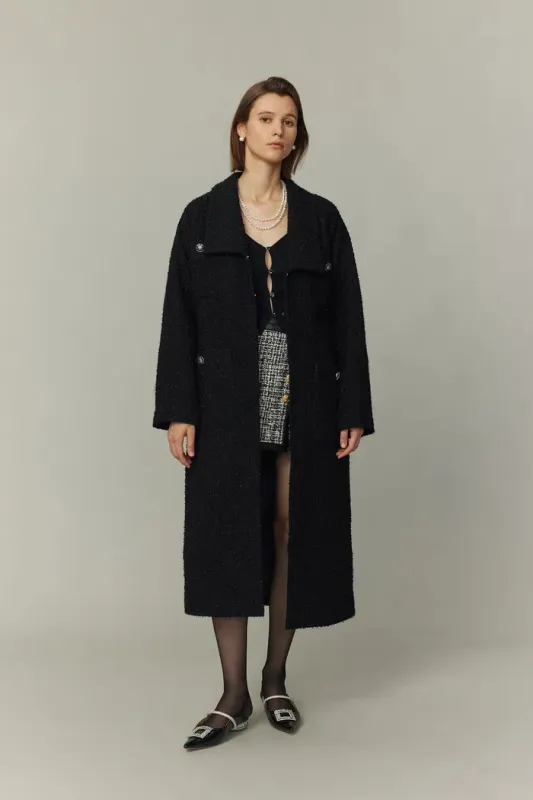 Hortensia Coat in Wool Blend Metallic Thread Tweed sold by Fabrique