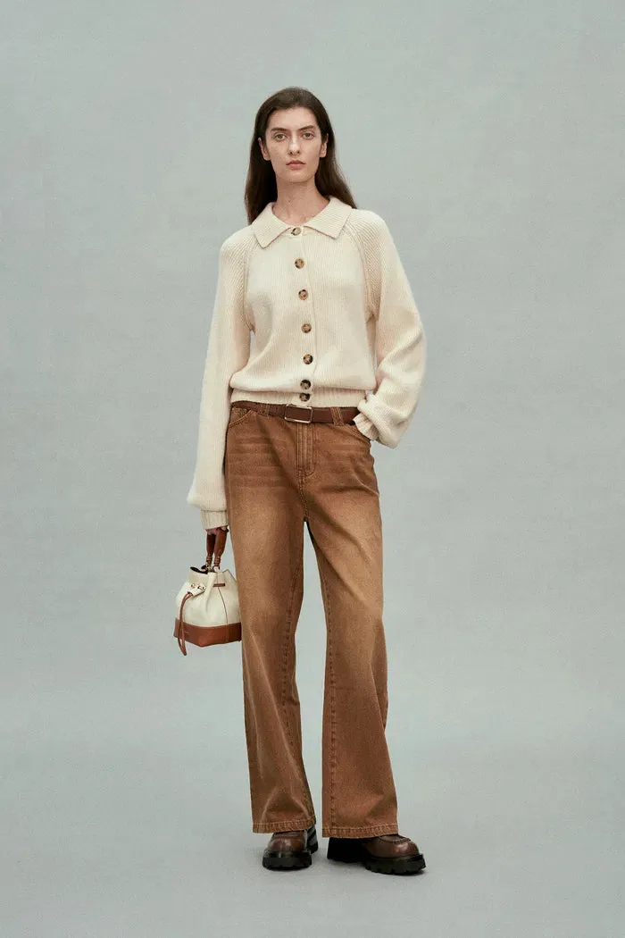 Demi Collared Cardigan in Merino Wool-Cashmere sold by Fabrique