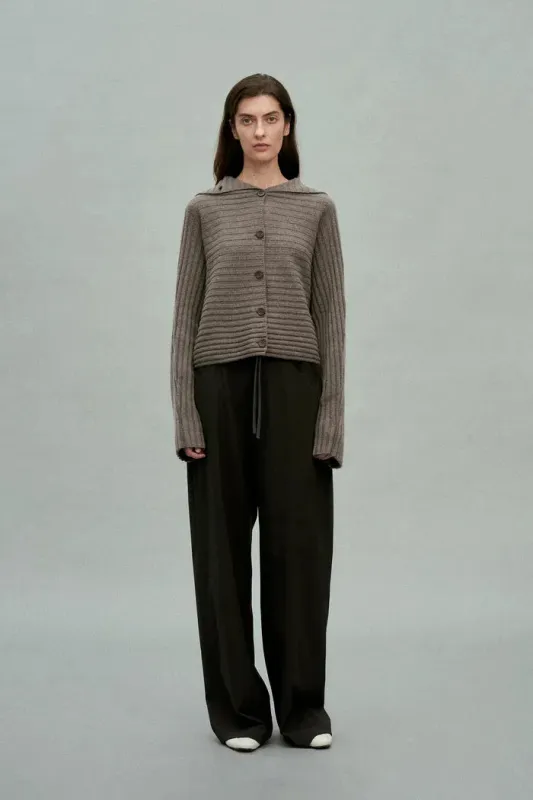 Charlotte Turtleneck Ribbed Knit Cardigan in Merino Wool-Cashmere sold by Fabrique