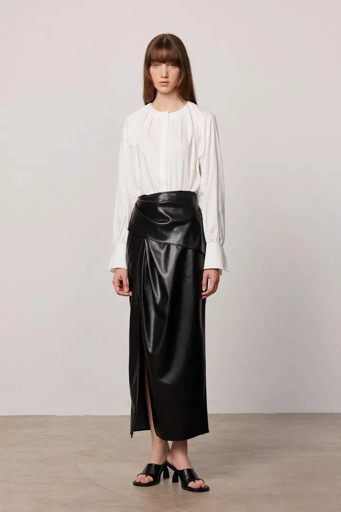 Leona Pleated Slit Skirt in Vegan Leather sold by Fabrique product image thumbnail 2